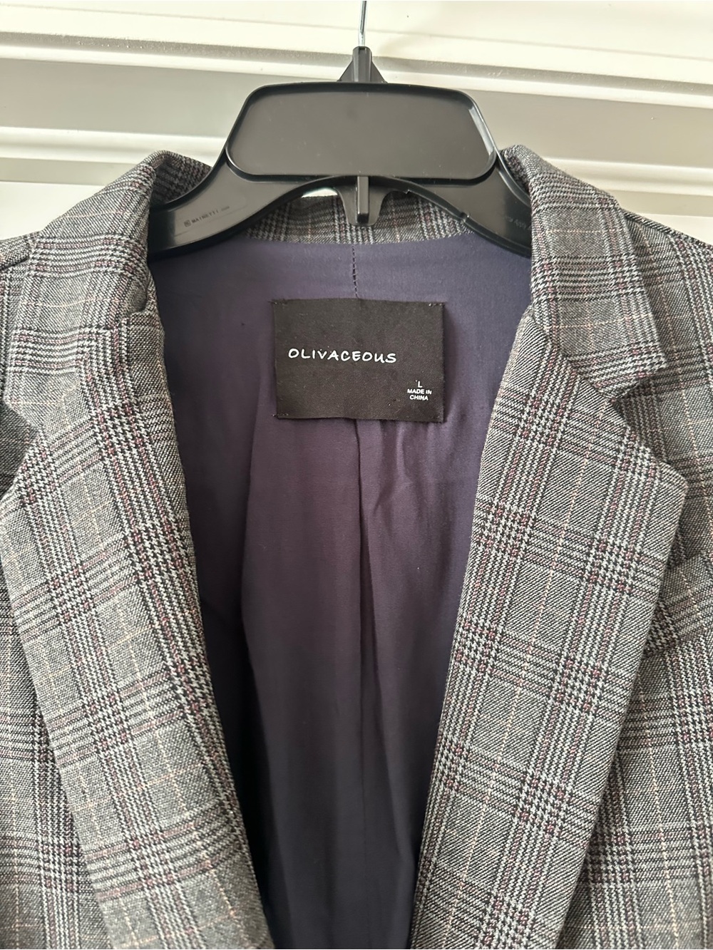 Olivaceous Gray Plaid Oversized Single Button Blazer Women’s L - Picture 2 of 5